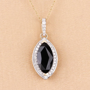 2.27 Carat Genuine Blue Sapphire and White Diamond 10K Yellow Gold Pendant