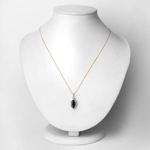 2.27 Carat Genuine Blue Sapphire and White Diamond 10K Yellow Gold Pendant
