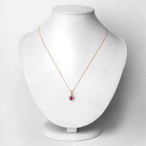0.62 Carat Genuine Ruby and White Diamond 14K Yellow Gold Pendant