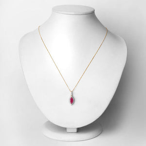 1.60 Carat Genuine Ruby and White Diamond 14K Yellow Gold Pendant