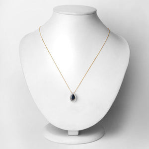 1.15 Carat Genuine Blue Sapphire and White Diamond 14K Yellow Gold Pendant