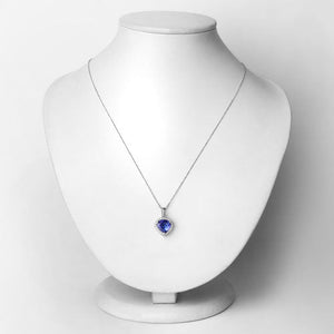 2.53 Carat Genuine Tanzanite and White Diamond 14K White Gold Pendant