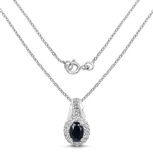 0.98 Carat Genuine Blue Sapphire and White Topaz .925 Sterling Silver Pendant