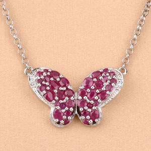 4.15 Carat Genuine Ruby and White Zircon .925 Sterling Silver Pendant