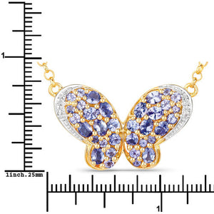 3.31 Carat Genuine Tanzanite and White Zircon .925 Sterling Silver Pendant