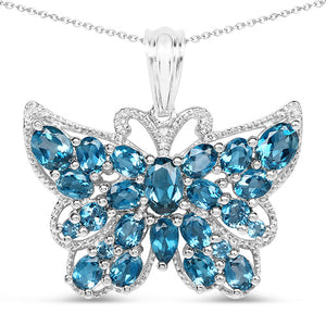 4.81 Carat Genuine London Blue Topaz .925 Sterling Silver Pendant