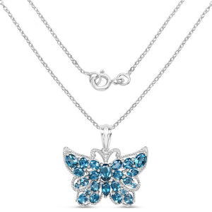 4.81 Carat Genuine London Blue Topaz .925 Sterling Silver Pendant