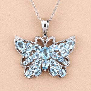 4.84 Carat Genuine Swiss Blue Topaz .925 Sterling Silver Pendant