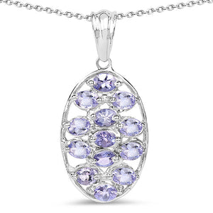 2.21 Carat Genuine Tanzanite .925 Sterling Silver Pendant