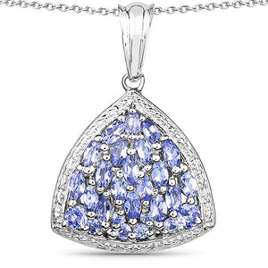 1.96 Carat Genuine Tanzanite .925 Sterling Silver Pendant