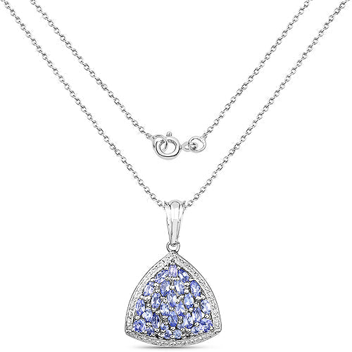1.96 Carat Genuine Tanzanite .925 Sterling Silver Pendant