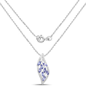 1.12 Carat Genuine Tanzanite .925 Sterling Silver Pendant