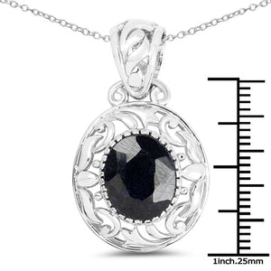 5.94 Carat Dyed Sapphire .925 Sterling Silver Pendant