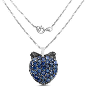 4.17 Carat Genuine Blue Sapphire .925 Sterling Silver Pendant
