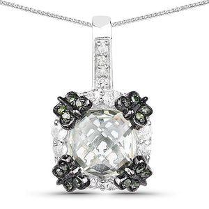 2.72 Carat Genuine Multi Stones .925 Sterling Silver Pendant