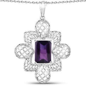 7.80 Carat Genuine Amethyst .925 Sterling Silver Pendant
