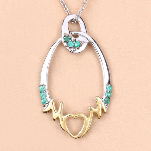 0.15 Carat Genuine Emerald .925 Sterling Silver Pendant