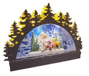 White Archangel Swirl Arch Snowglobe - 9 Inch