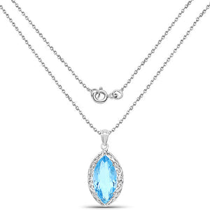 8.22 Carat Genuine Swiss Blue Topaz .925 Sterling Silver Pendant