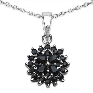 1.48 Carat Genuine Black Sapphire .925 Sterling Silver Pendant