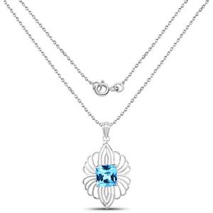 8.18 Carat Genuine Swiss Blue Topaz .925 Sterling Silver Pendant