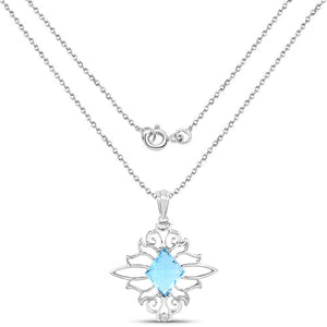 5.15 Carat Genuine Swiss Blue Topaz .925 Sterling Silver Pendant