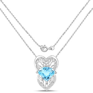 4.65 Carat Genuine Swiss Blue Topaz .925 Sterling Silver Pendant
