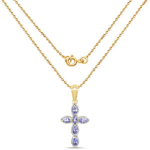 14K Yellow Gold Plated 0.84 Carat Genuine Tanzanite .925 Sterling Silver Pendant