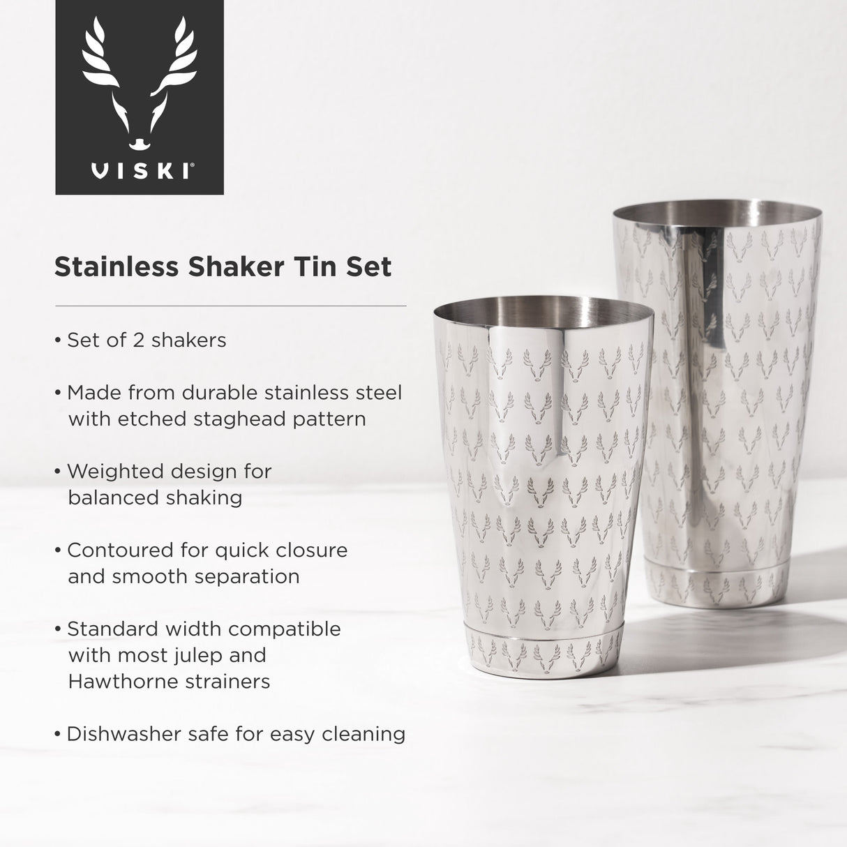 2-piece harrison stainless shaker tin set viski®