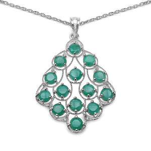 6.02 Carat Genuine Emerald .925 Sterling Silver Pendant