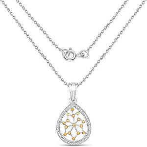 0.45 Carat Genuine White Diamond and Yellow Diamond .925 Sterling Silver Pendant