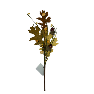 12 inch Harvest Wooden Leaf with Berries Pick