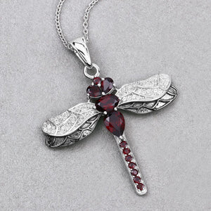 2.29 Carat Genuine Garnet and White Topaz .925 Sterling Silver Pendant