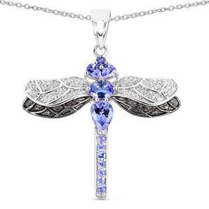 1.93 Carat Genuine Tanzanite and White Topaz .925 Sterling Silver Pendant