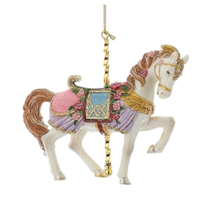 Resin Carousel Ornament - White Show Horse