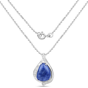 2.39 Carat Genuine Blue Aventurine and White Topaz .925 Sterling Silver Pendant