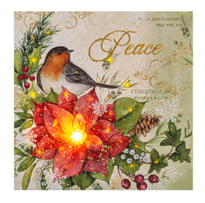 Light Up Winter Bird Canvas Wall Decor - Robin