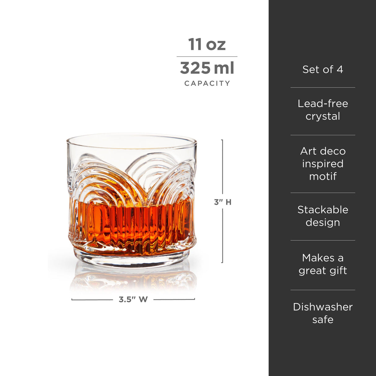 Beau Crystal Lowball Tumblers Set of 4