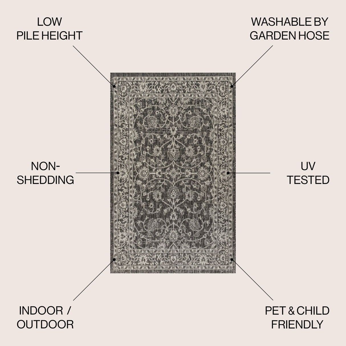 Palazzo Vine and Border Textured Weave Indoor/Outdoor Area Rug - Tuesday Morning - Area Rugs
