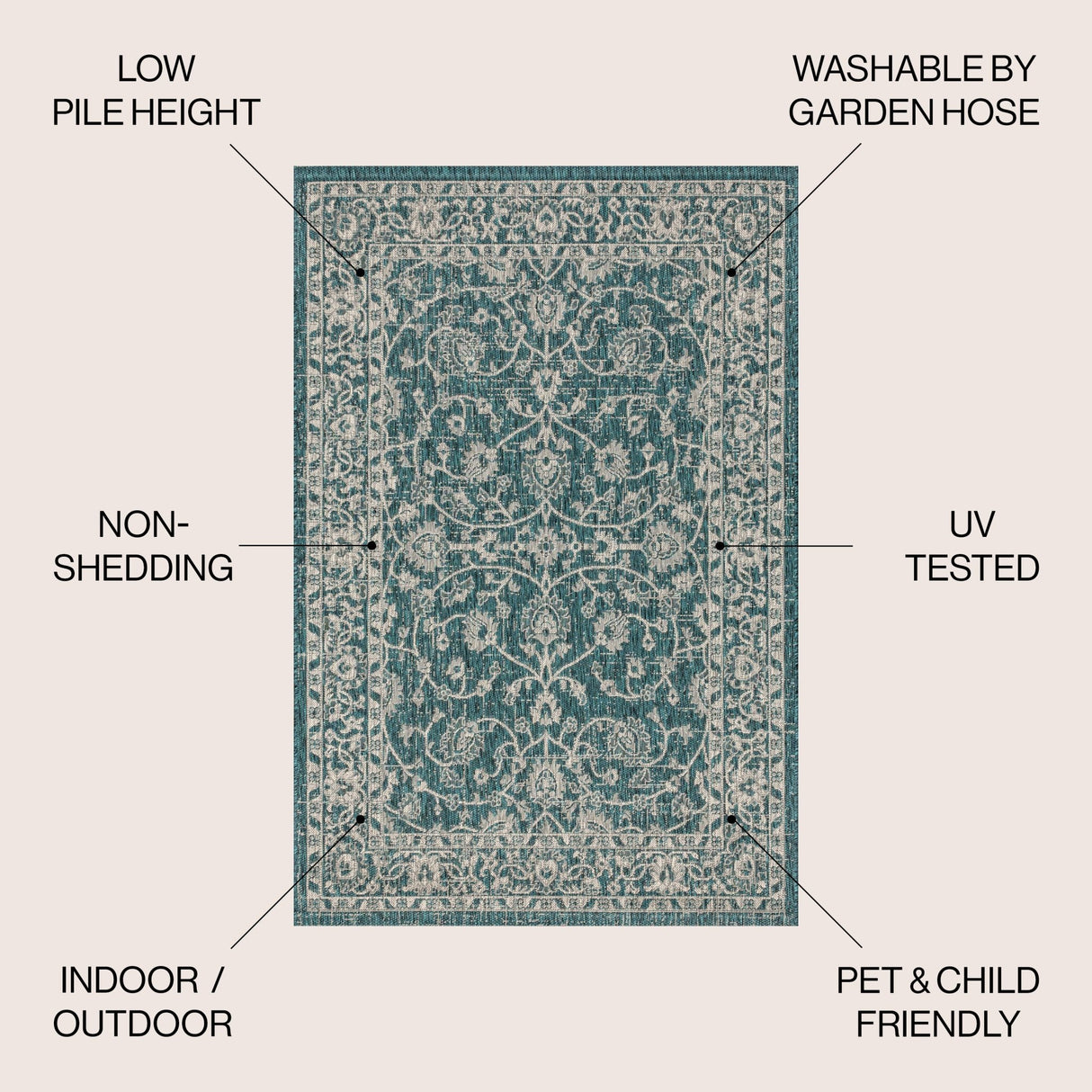 Palazzo Vine and Border Textured Weave Indoor/Outdoor Area Rug - Tuesday Morning - Area Rugs