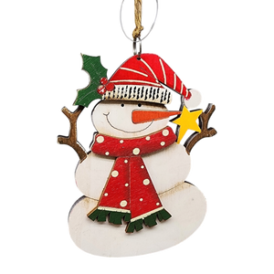 Rustic Wooden Ornament - Snowman