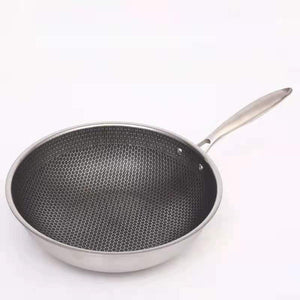 ChefSeries | Stainless Steel Frying Pan with Honeycomb Texture | Scratch-Resistant Non-Stick Coating for Even Cooking