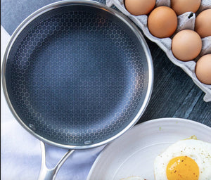 ChefSeries | Stainless Steel Frying Pan with Honeycomb Texture | Scratch-Resistant Non-Stick Coating for Even Cooking