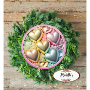 Pastel Faux 3D Hearts Round Sign - Wreath Enhancement