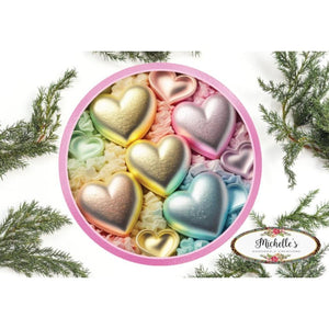 Pastel Faux 3D Hearts Round Sign - Wreath Enhancement