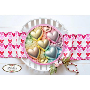 Pastel Faux 3D Hearts Round Sign - Wreath Enhancement