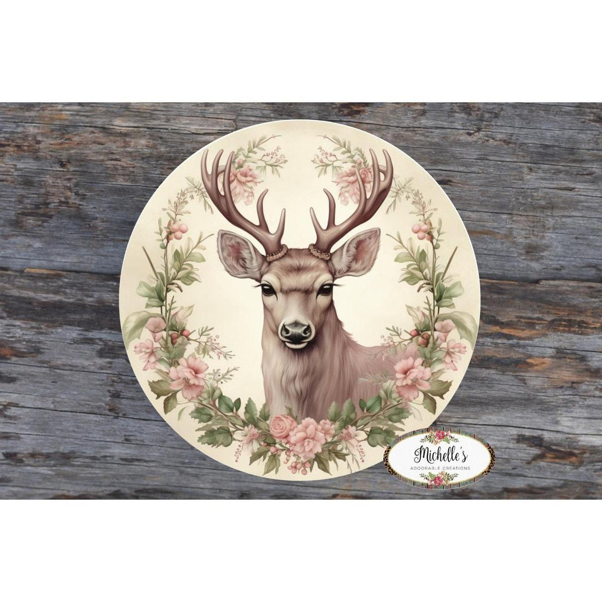 Pastel Winter Victorian Reindeer Sign - Wreath Enhancement