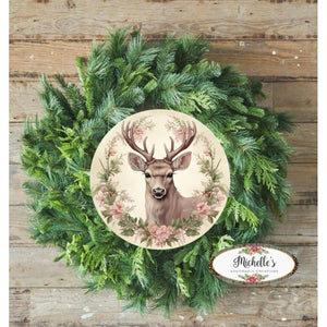 Pastel Winter Victorian Reindeer Sign - Wreath Enhancement