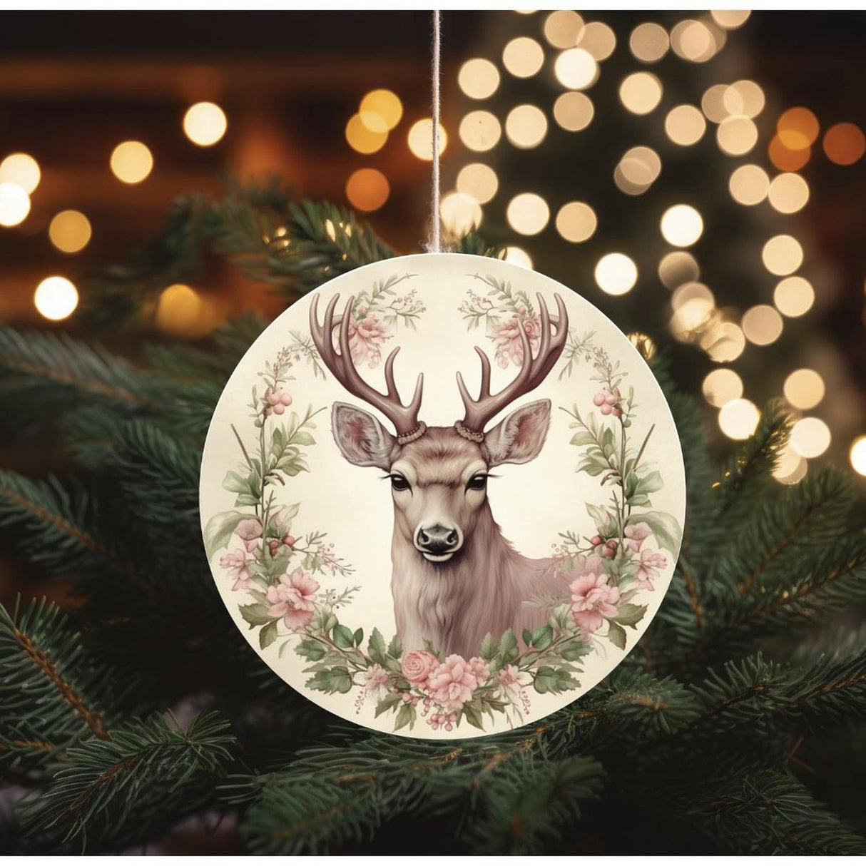 Pastel Winter Victorian Reindeer Sign - Wreath Enhancement