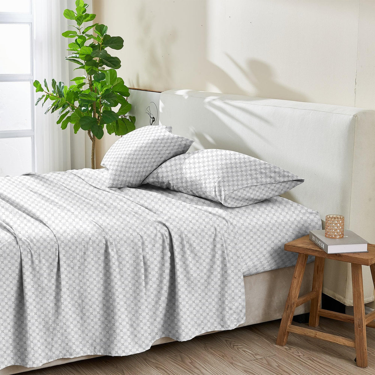 Patina Vie Maison Bed Sheets 100% Cotton Percale Floral Printed Cool & Crisp Sheet Set
